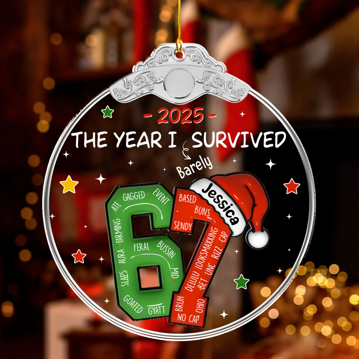 Coworker Six Seven Slang - Personalized Custom Acrylic Ornament - Image 2