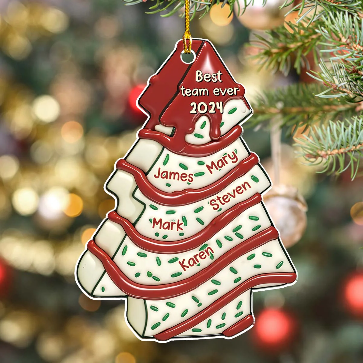 Coworker Tree Cake - Personalized Custom 3D Effect Acrylic Ornament - Image 5