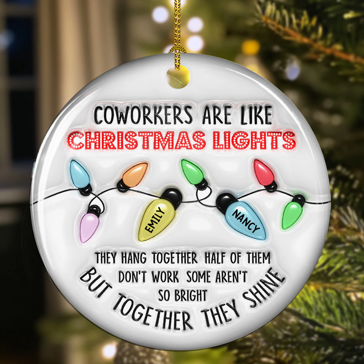 Coworkers Are Like Christmas - Personalized Custom 3D Inflated Effect Ceramic Ornament - Image 2