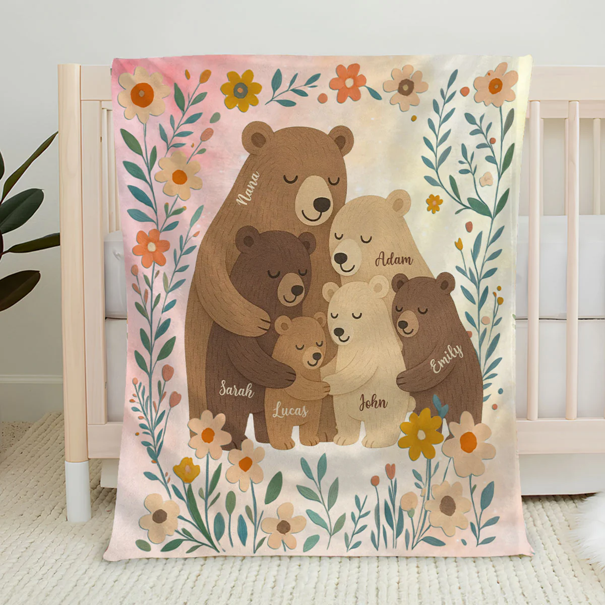 Cozy Bear Love -  Personalized Custom Fleece Blanket - Image 3