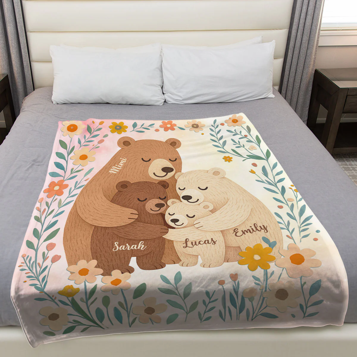 Cozy Bear Love -  Personalized Custom Fleece Blanket - Image 4