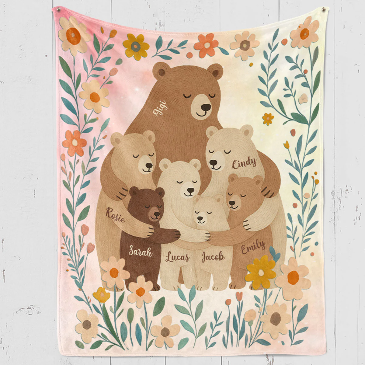 Cozy Bear Love -  Personalized Custom Fleece Blanket - Image 5