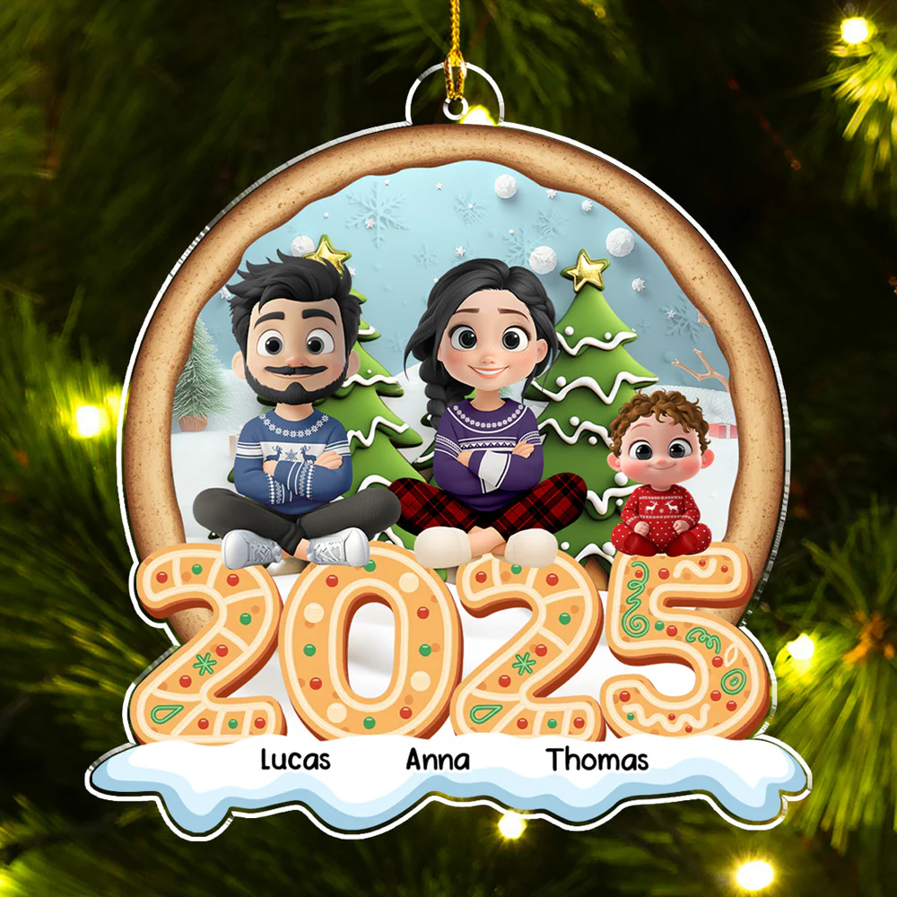 Cozy Christmas Family 2025 - Personalized Custom Acrylic Ornament - Image 3