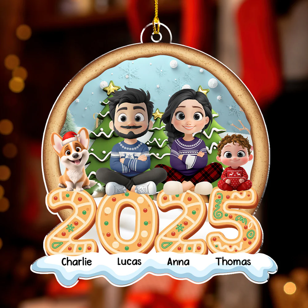 Cozy Christmas Family 2025 - Personalized Custom Acrylic Ornament - Image 4