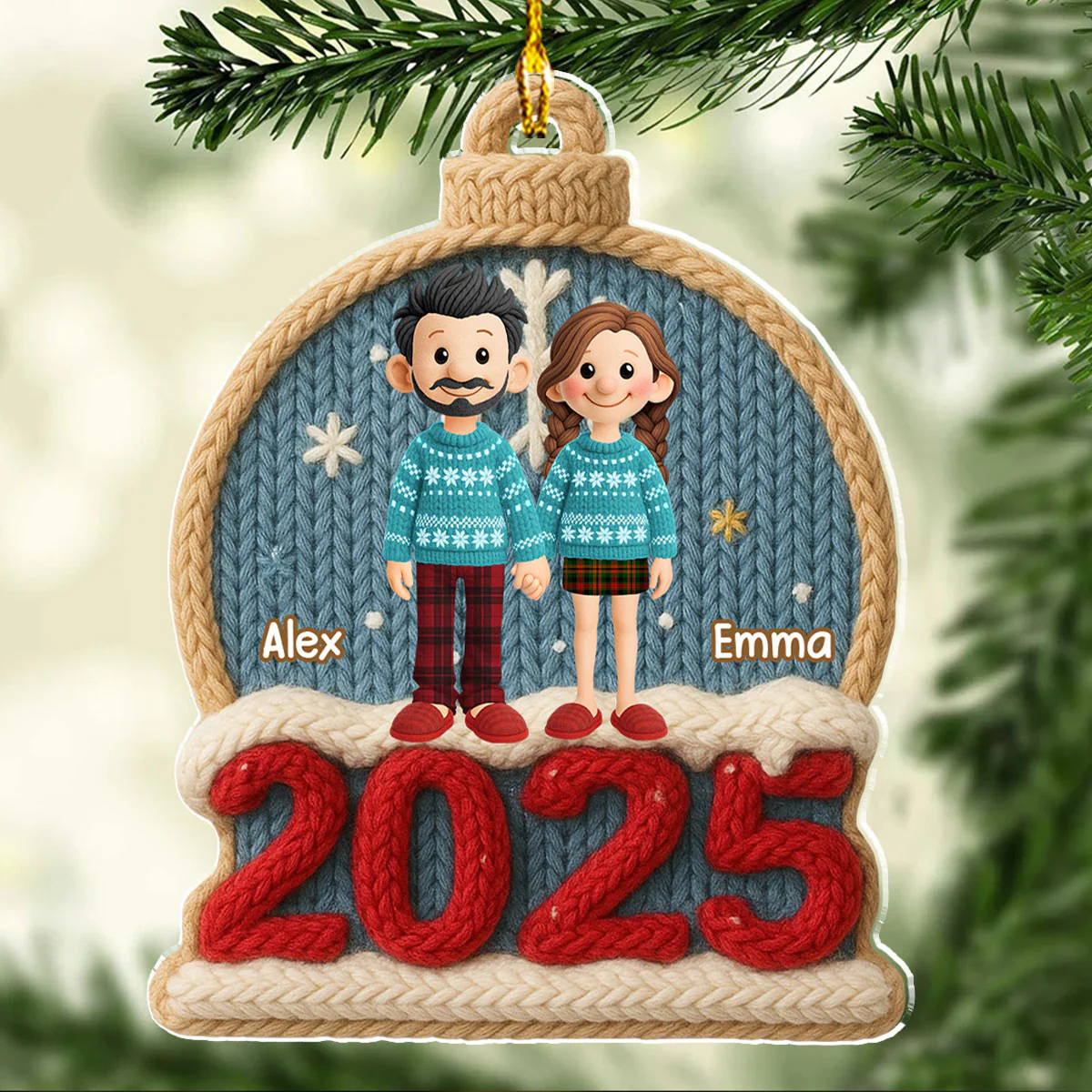 Cozy Couple Christmas - Personalized Custom Acrylic Ornament - Image 4