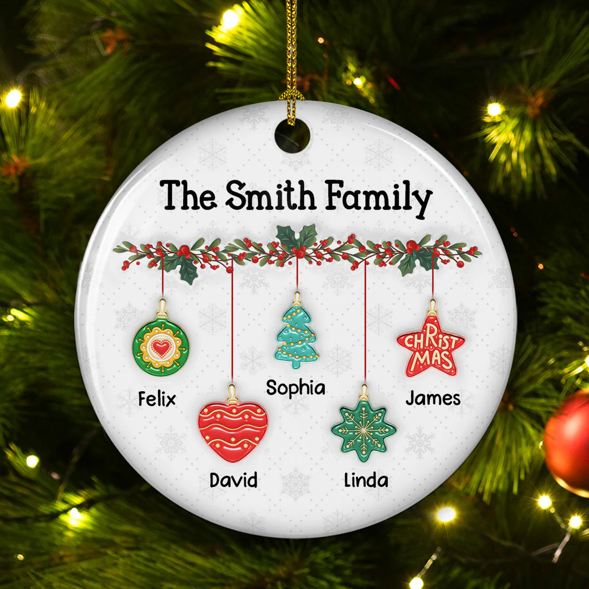 Cozy Family - Personalized Custom 3D Inflated Effect Ceramic Ornament - Image 2