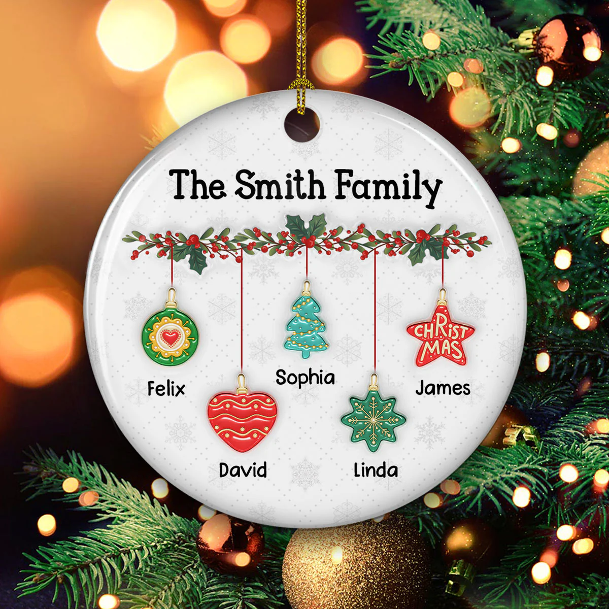 Cozy Family - Personalized Custom 3D Inflated Effect Ceramic Ornament - Image 3