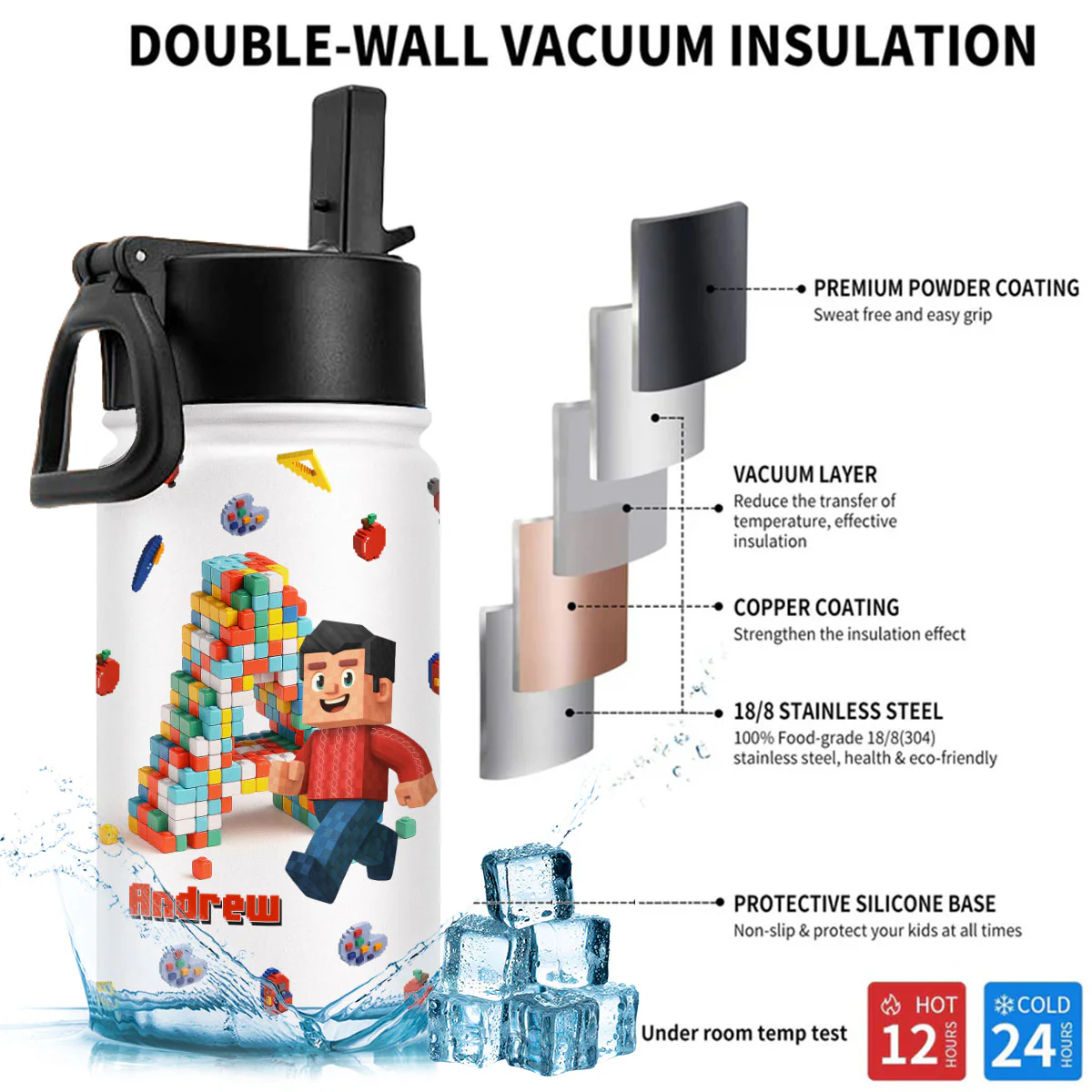 Crafted With Love - Personalized Custom Kids Water Bottle - Image 6