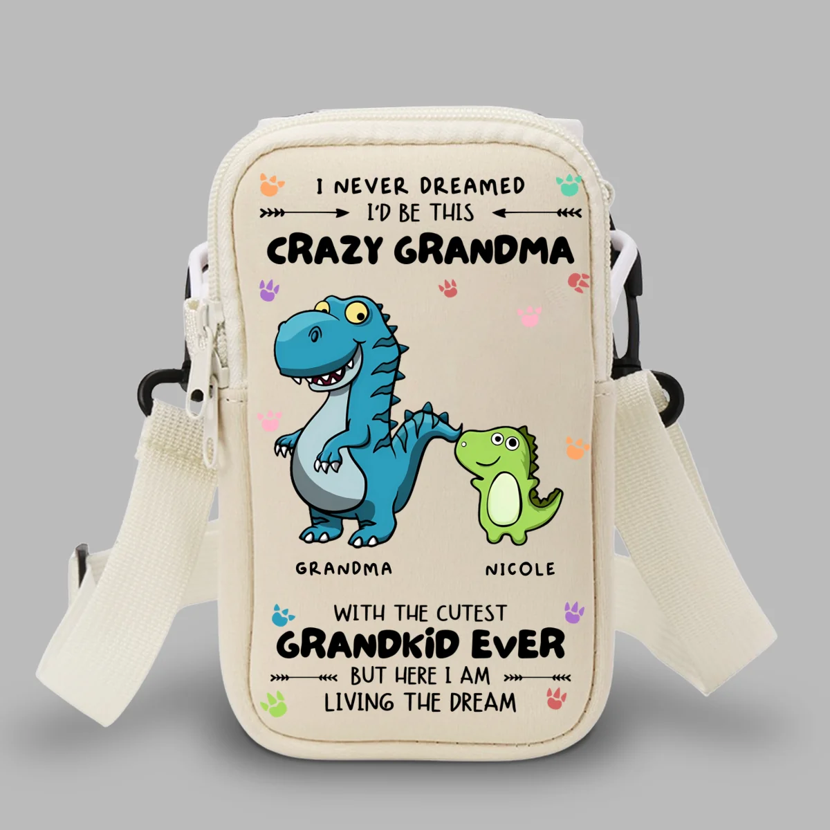 Crazy Grandma With Cutest Grandkids - Personalized Custom Water Bottle Carrier Bag - Image 9