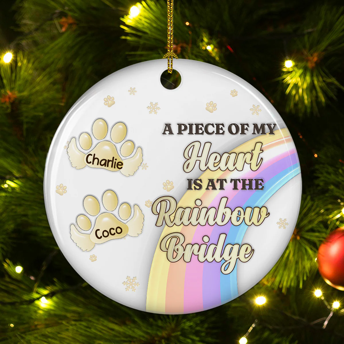 Crossed The Rainbow Bridge - Personalized Custom 3D Inflated Effect Ceramic Ornament - Image 2