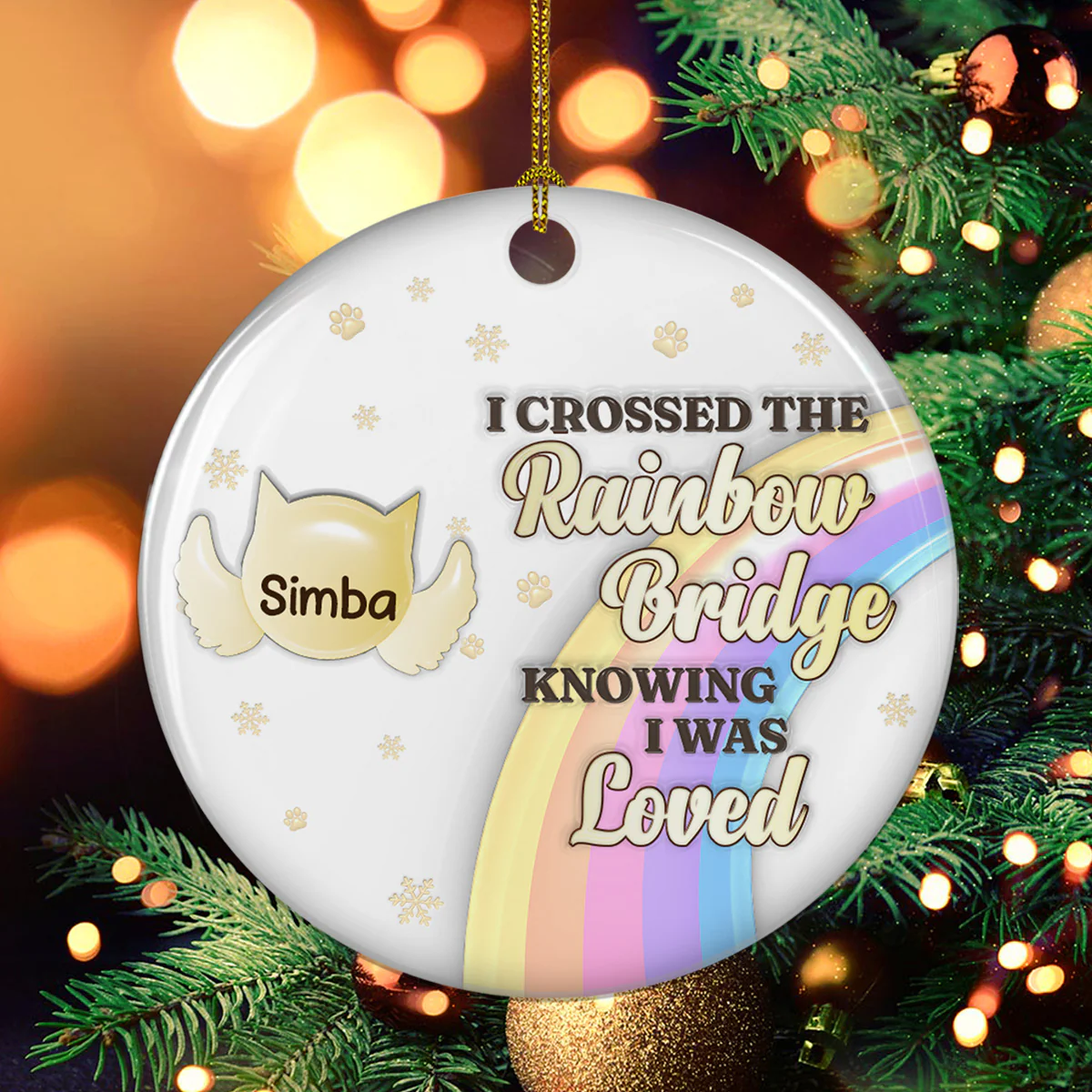 Crossed The Rainbow Bridge - Personalized Custom 3D Inflated Effect Ceramic Ornament - Image 4