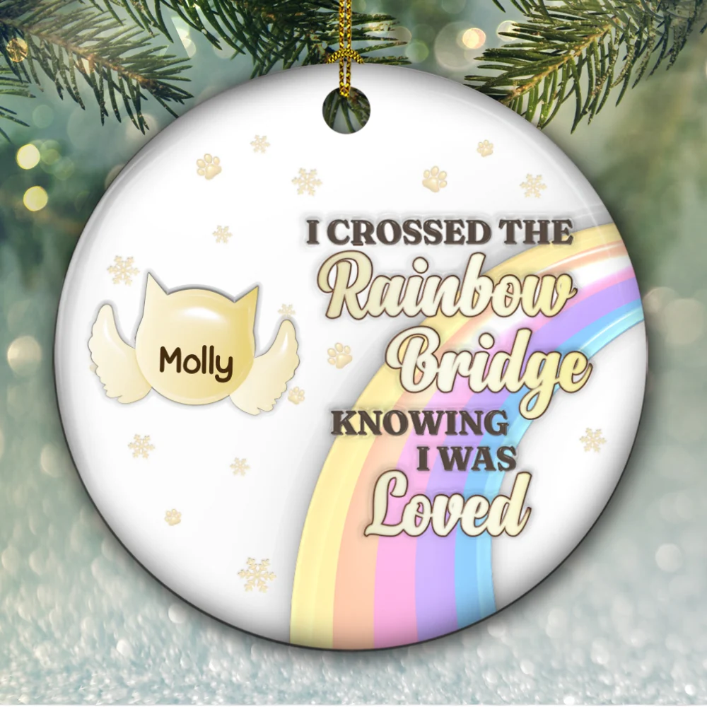 Crossed The Rainbow Bridge - Personalized Custom 3D Inflated Effect Ceramic Ornament - Image 5