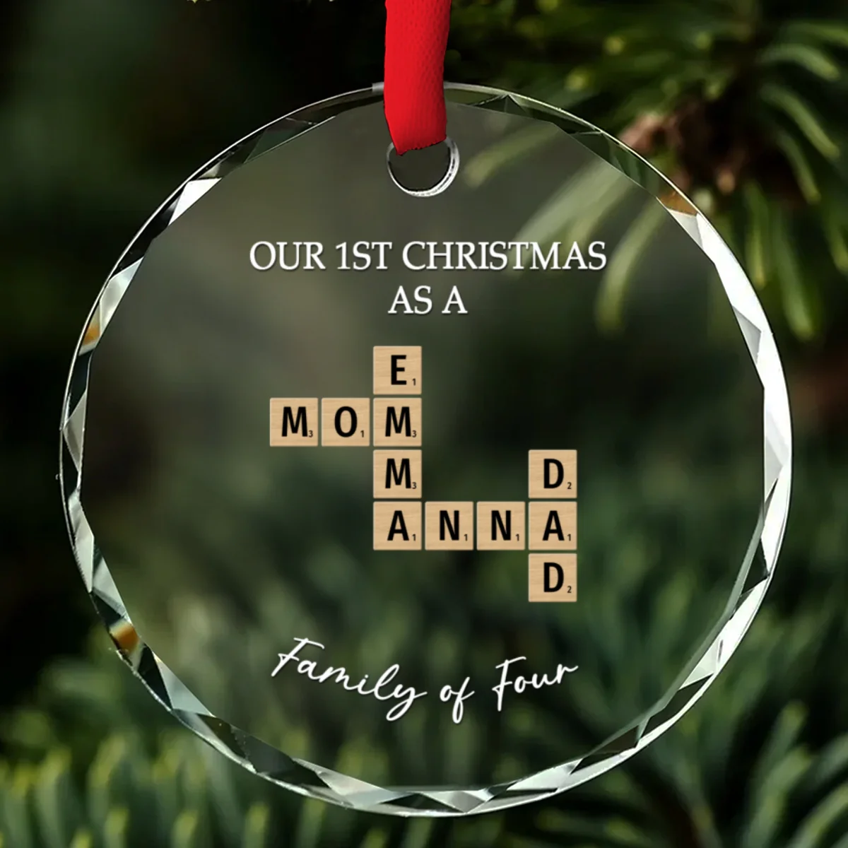 Crossword Art Created In A Moment - Personalized Custom Glass Ornament - Image 6