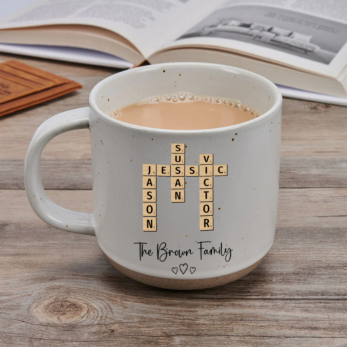 Crossword Art Merry Christmas - Personalized Custom Pottery Mug - Image 3