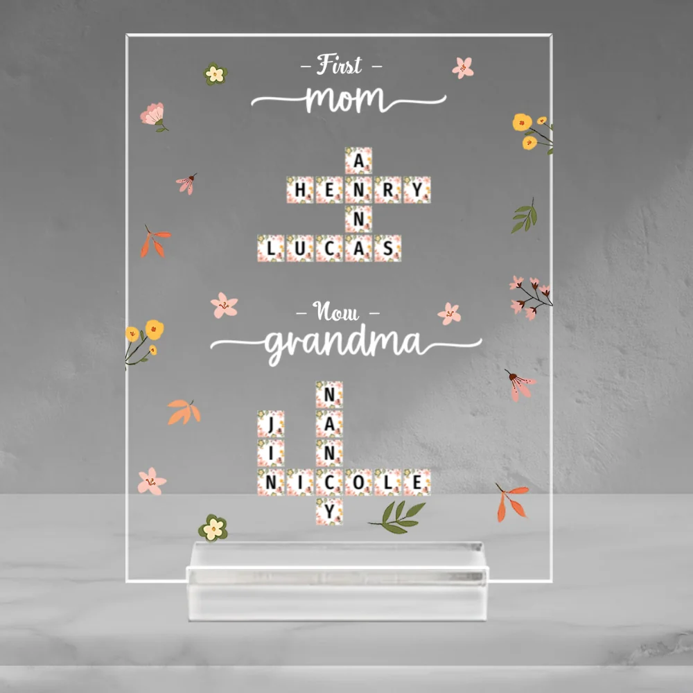 Crosswork First Mom Now Grandma - Personalized Custom Acrylic Plaque With Base - Image 5