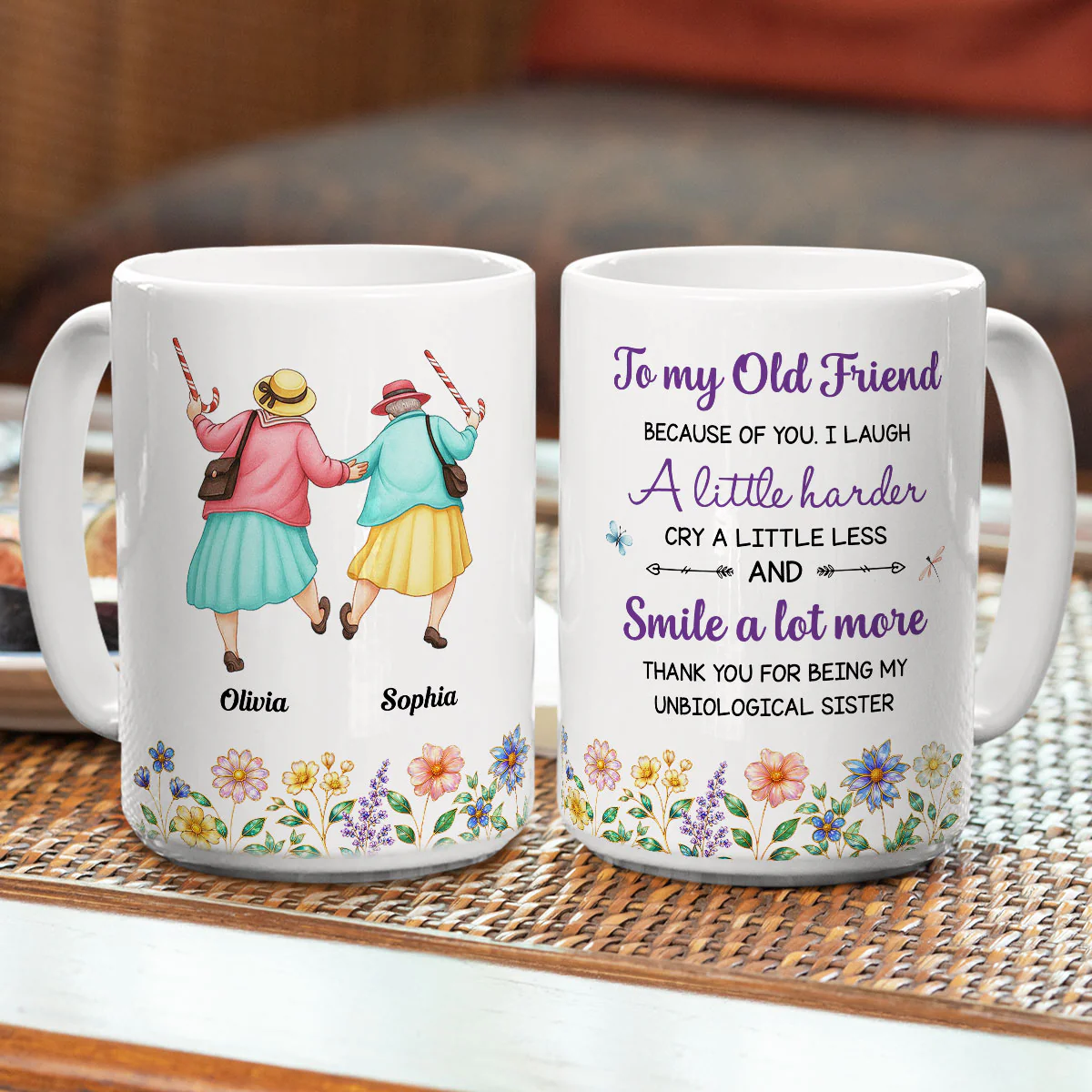 Cry A Little Less And Smile More - Personalized Custom Coffee Mug - Image 5