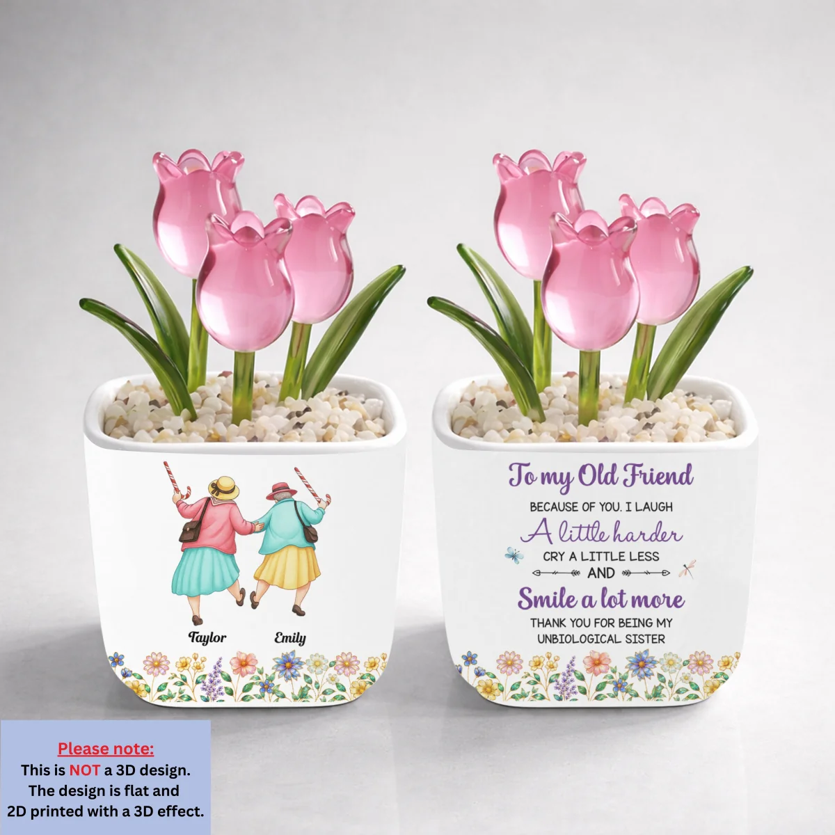 Cry A Little Less And Smile More - Personalized Custom Glass Everlasting Tulips - Image 10