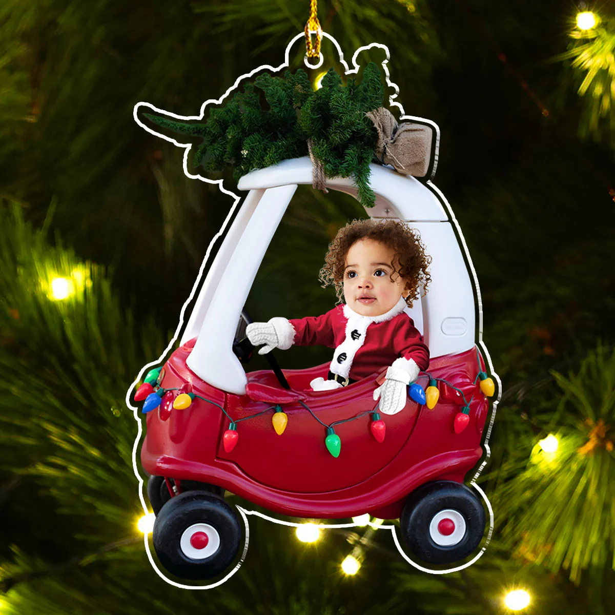 Custom Baby Kid In Car - Personalized Custom Acrylic Ornament - Image 4