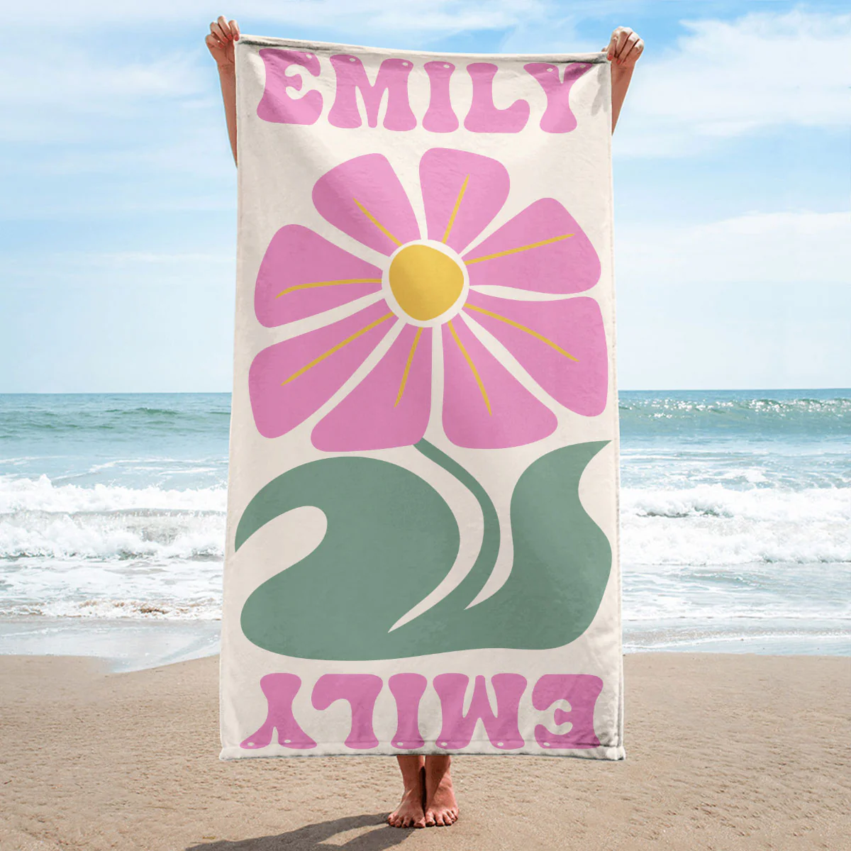 Custom Birth Month Flower Friends Sisters Summer Gift - Personalized Custom Beach Towel - Image 2