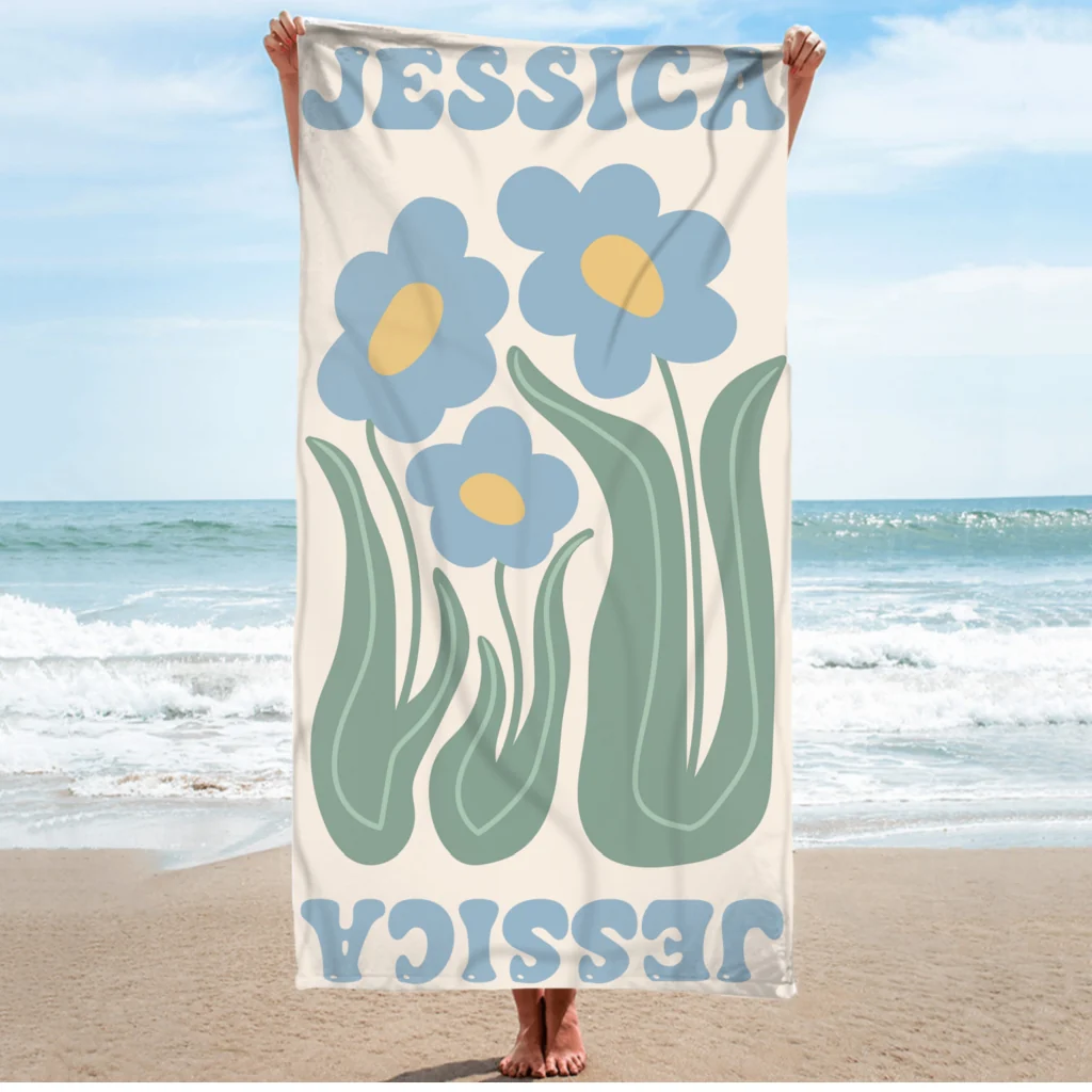 Custom Birth Month Flower Friends Sisters Summer Gift - Personalized Custom Beach Towel - Image 7