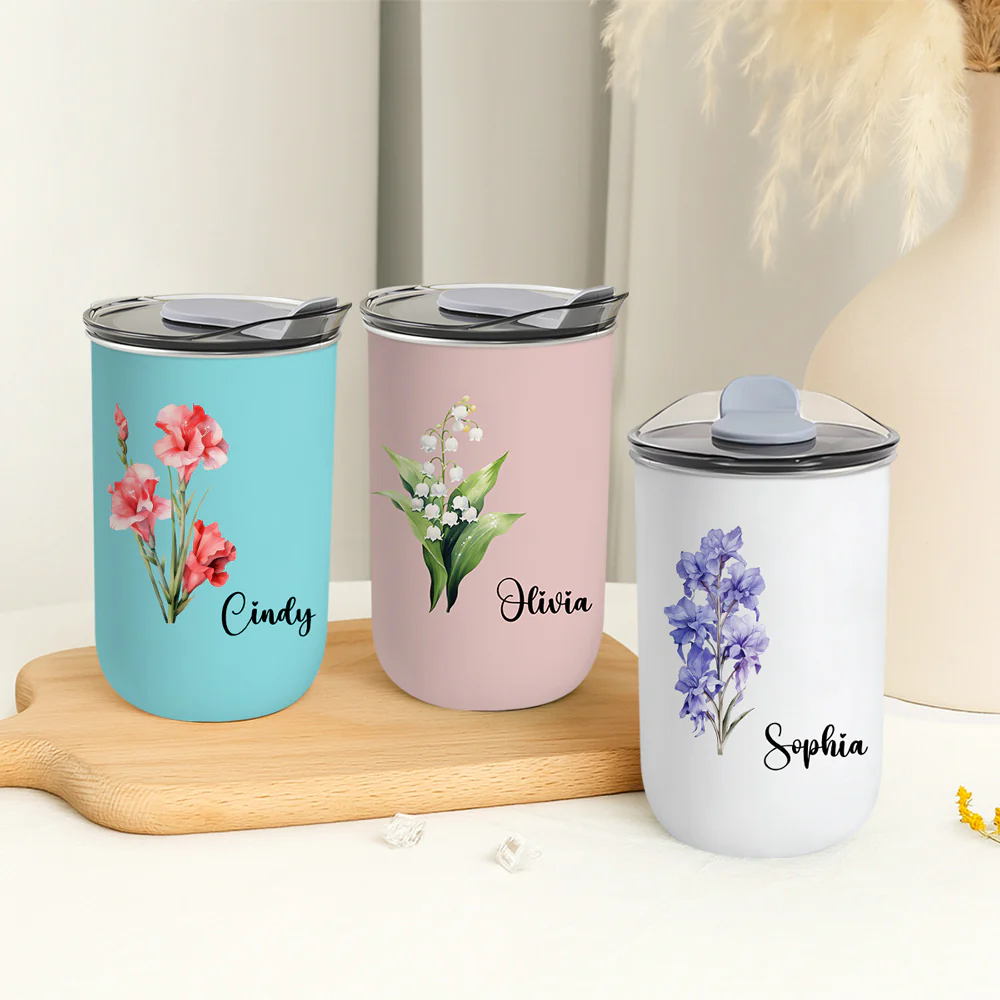 Custom Birth Month Flower Gift - Personalized Custom 10oz Tumbler - Image 3