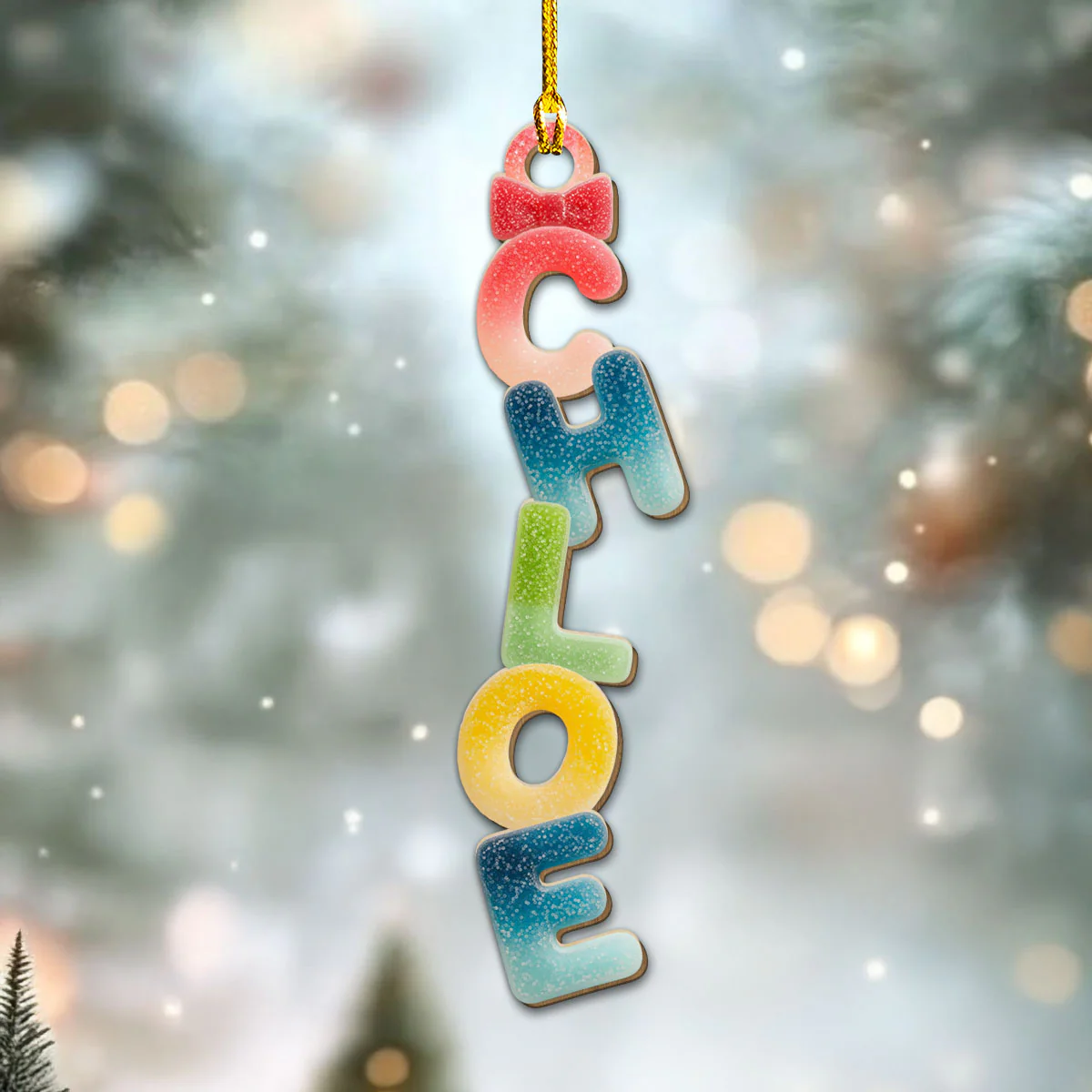 Custom Candy Letter With Name For Family, Kids - Personalized Custom Wood Ornament - Image 5