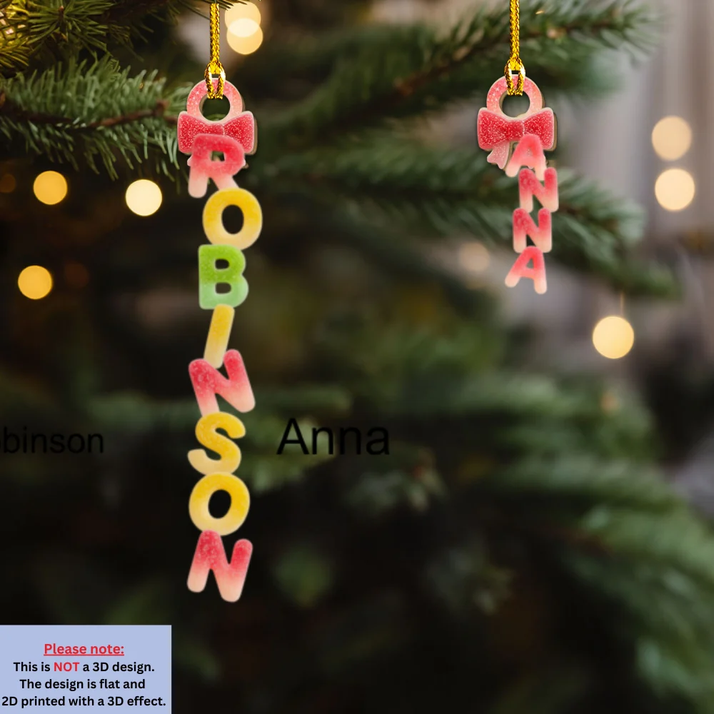 Custom Candy Letter With Name For Family, Kids - Personalized Custom Wood Ornament - Image 7