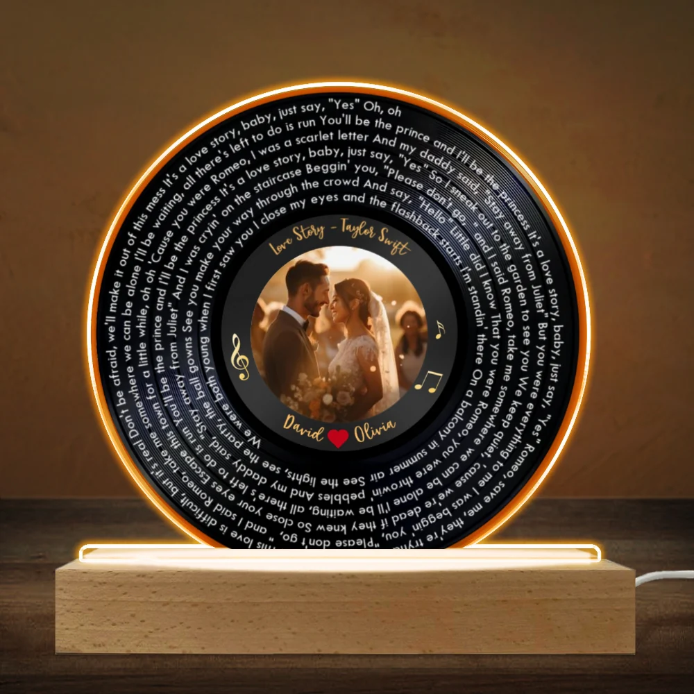 Custom Couple Photo And Favorite Spiral Song Lyrics - Personalized Custom LED Light - Image 5
