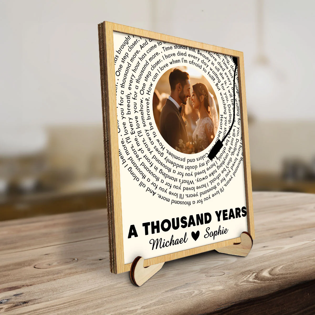 Custom Couple Photo And Favorite Spiral Song Lyrics - Personalized Custom Wooden Plaque - Image 4