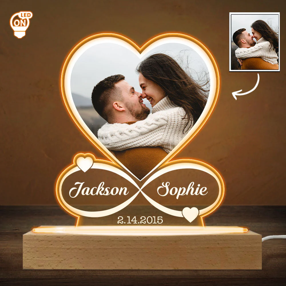 Custom Couple Photo Anniversary Valentines Day - Personalized Custom LED Light