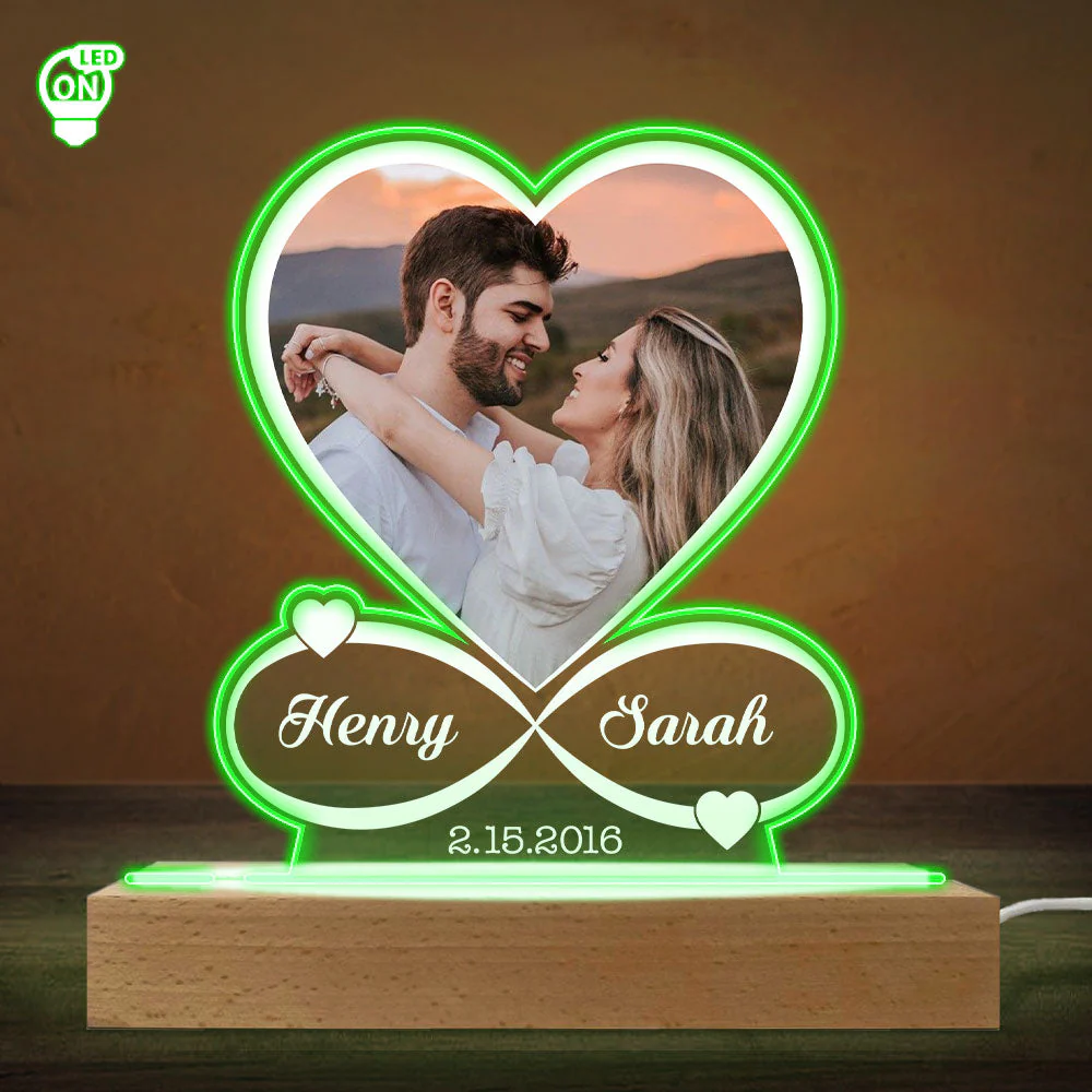 Custom Couple Photo Anniversary Valentines Day - Personalized Custom LED Light - Image 3