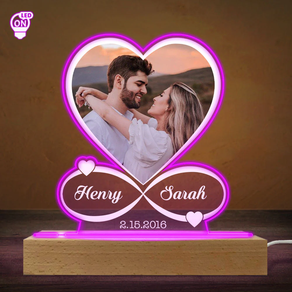 Custom Couple Photo Anniversary Valentines Day - Personalized Custom LED Light - Image 4