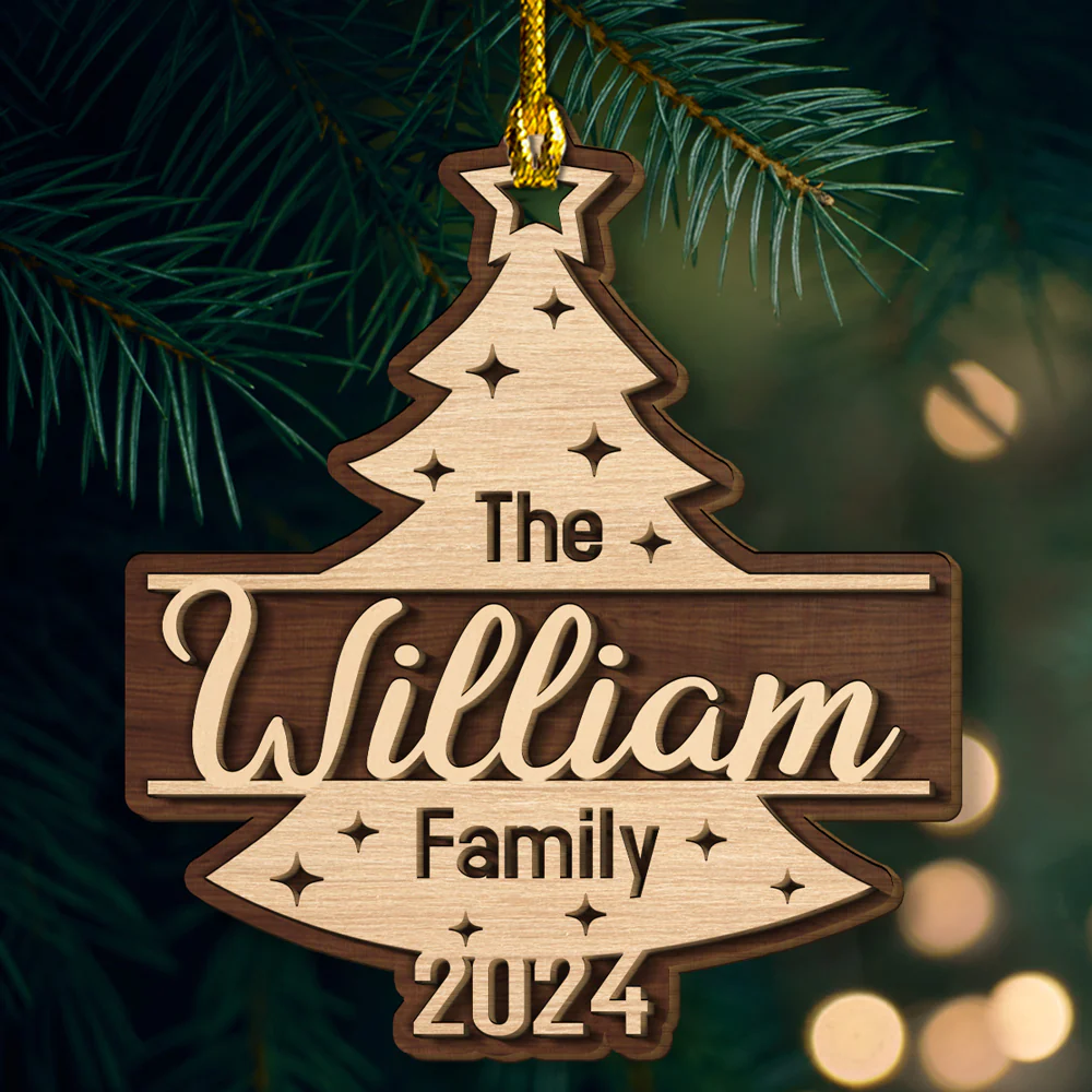 Custom Family Name Christmas - Personalized Custom 2-layered Wood Ornament - Image 2