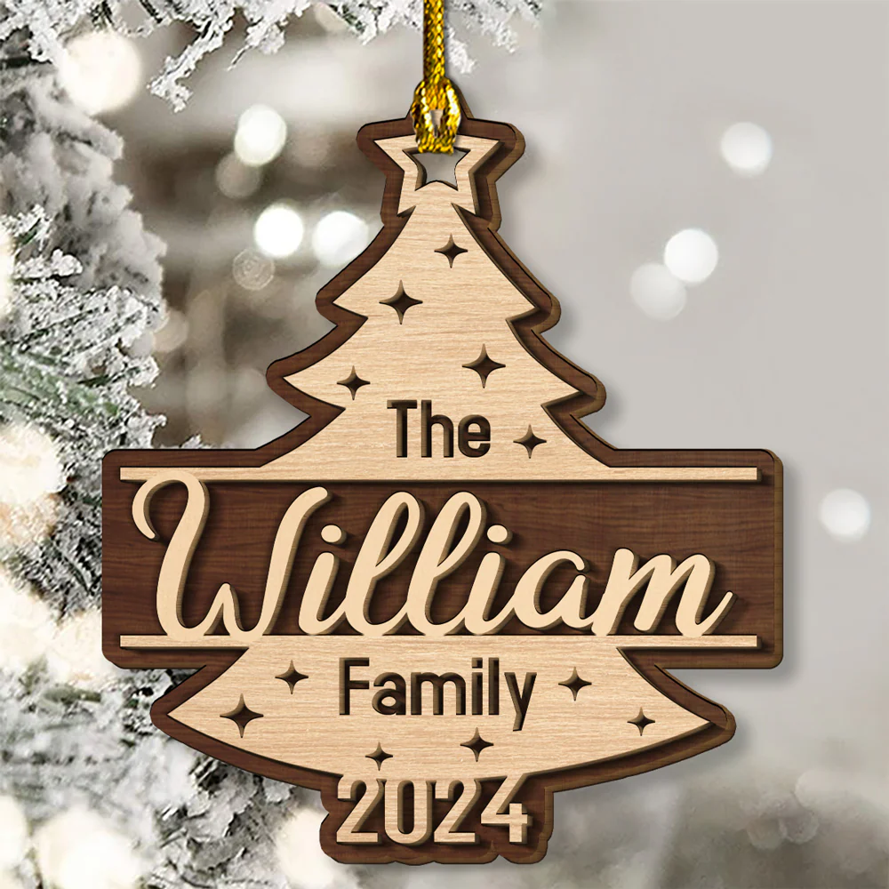 Custom Family Name Christmas - Personalized Custom 2-layered Wood Ornament - Image 5