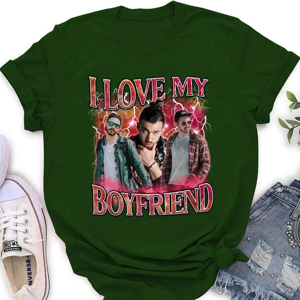 Custom I Love My Girlfriend - Personalized Custom Women's T-shirt - Image 3