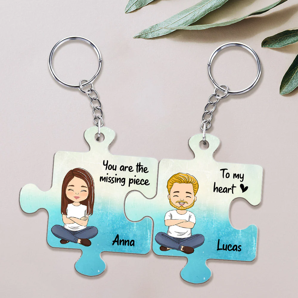 Custom Map Missing Piece - Personalized Custom Couple Acrylic Keychain - Image 2