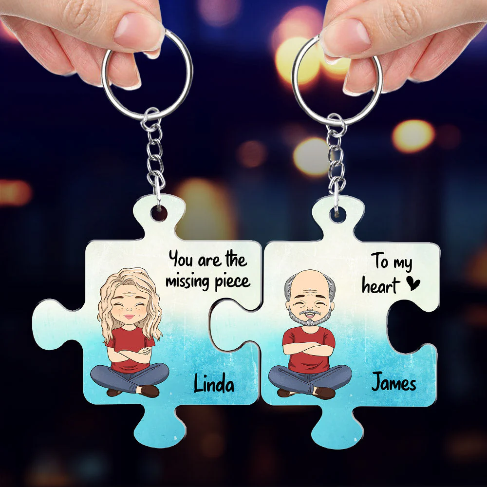 Custom Map Missing Piece - Personalized Custom Couple Acrylic Keychain - Image 4