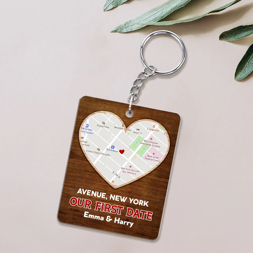 Custom Map Where We Met - Personalized Custom Acrylic Keychain - Image 2