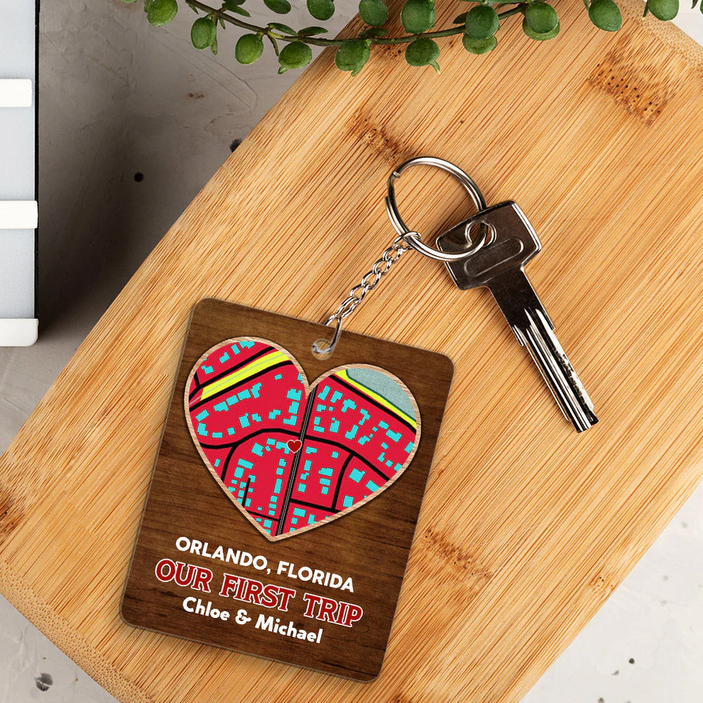 Custom Map Where We Met - Personalized Custom Acrylic Keychain - Image 5
