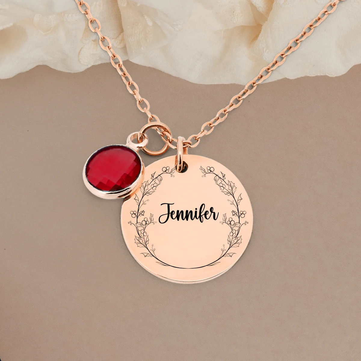Custom Name Circle Flower - Personalized Custom Birthstone Necklace - Image 10
