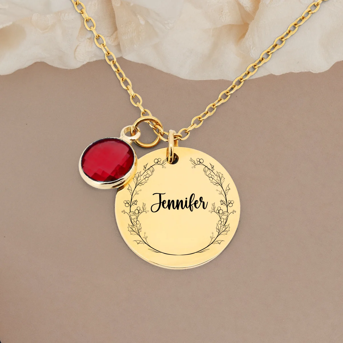 Custom Name Circle Flower - Personalized Custom Birthstone Necklace - Image 9