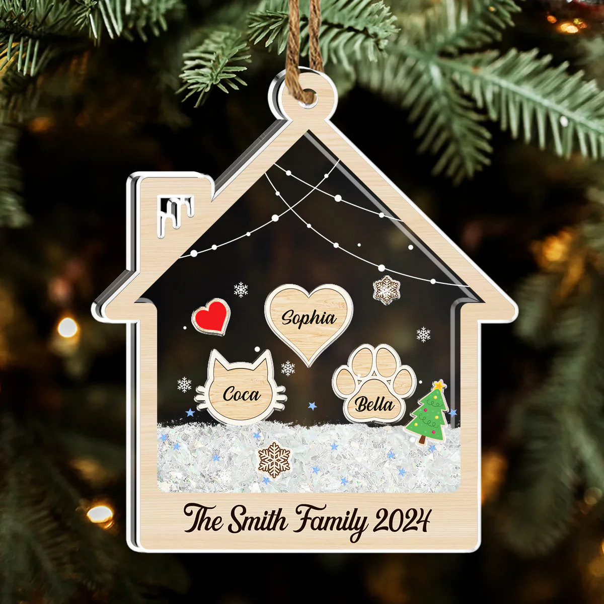 Custom Name Family - Personalized Custom Acrylic Shaker Ornament - Image 2