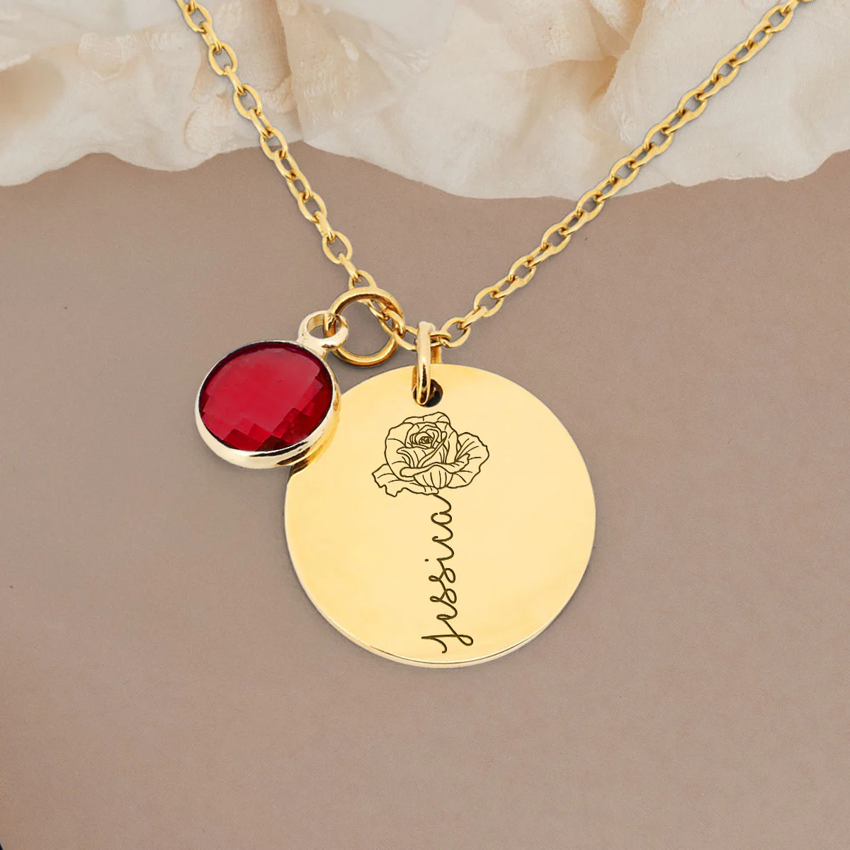 Custom Name Flower - Personalized Custom Birthstone Necklace