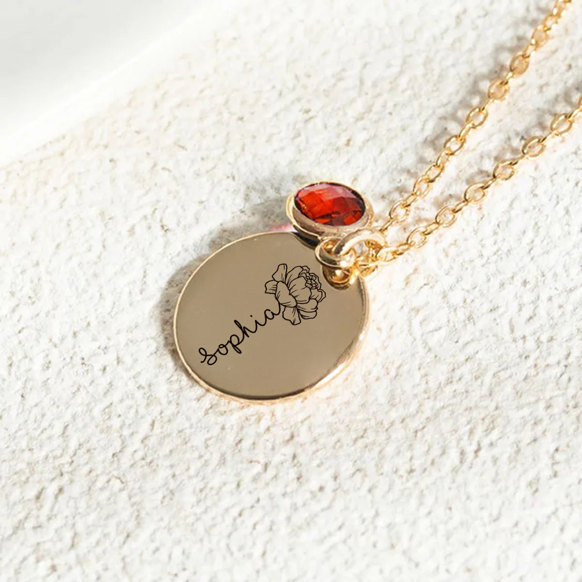 Custom Name Flower - Personalized Custom Birthstone Necklace - Image 2