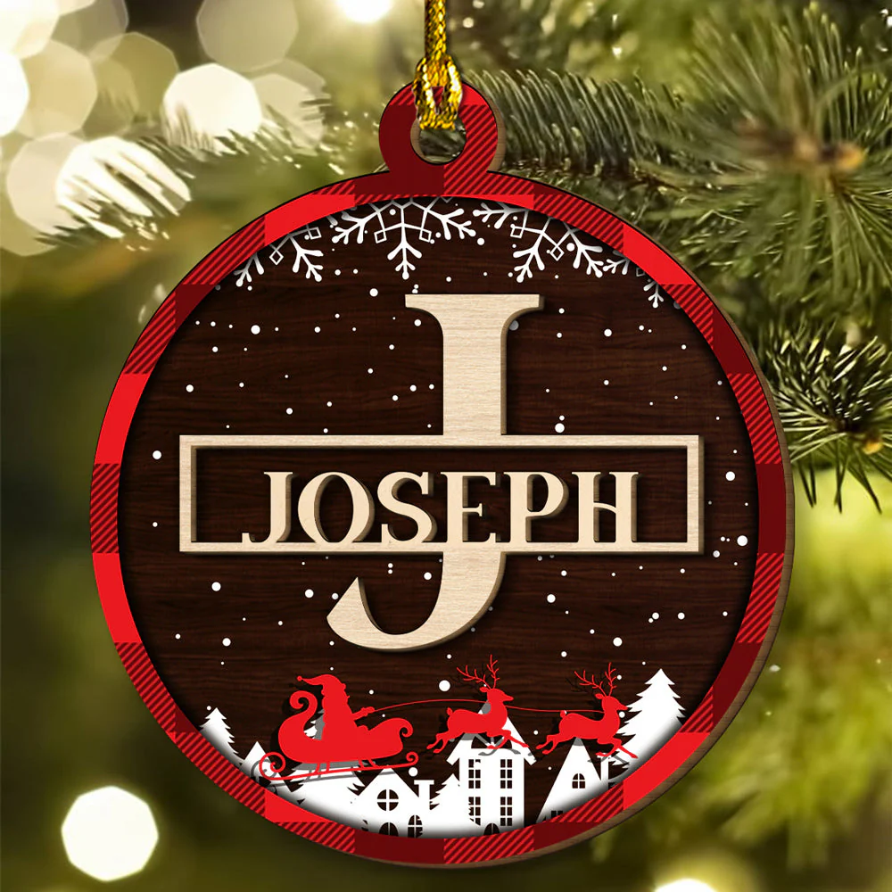 Custom Name Merry Christmas - Personalized Custom 2-layered Wood Ornament - Image 4