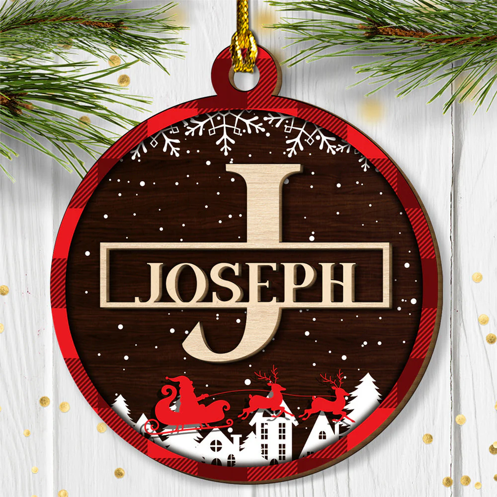 Custom Name Merry Christmas - Personalized Custom 2-layered Wood Ornament - Image 6