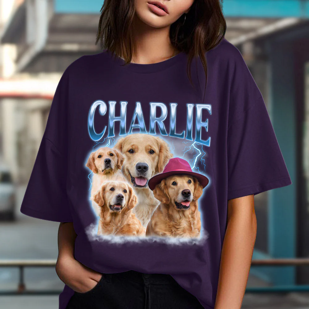 Custom Pet Face Vintage Version 8 - Personalized Custom Unisex T-shirt - Image 2