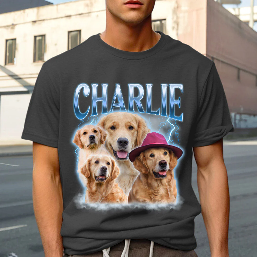 Custom Pet Face Vintage Version 8 - Personalized Custom Unisex T-shirt - Image 5