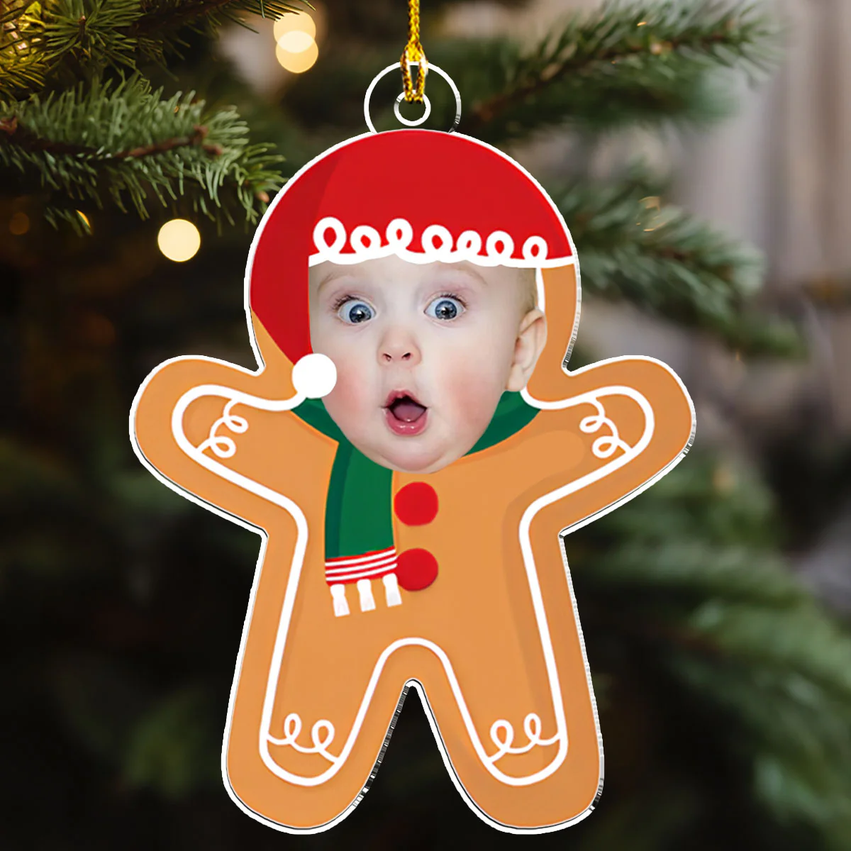 Custom Photo Baby Gingerbread - Personalized Custom Acrylic Ornament - Image 3