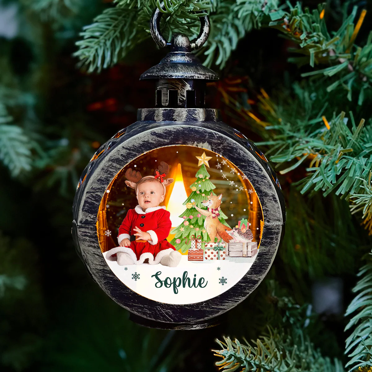 Custom Photo Baby Kid Christmas - Personalized Custom Christmas Lantern - Image 2
